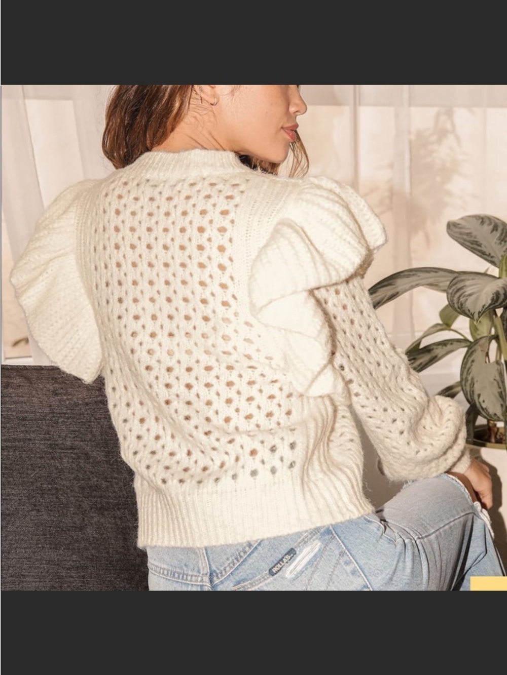 Lulus Ruffle Sleeve Sweater - Picture 5 of 7